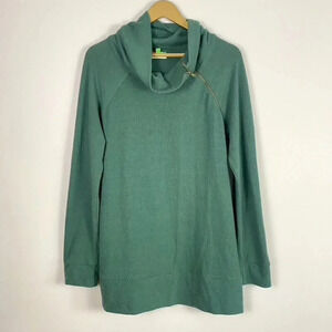 Modcloth Fervour Green Zipper Tunic Sweatshirt